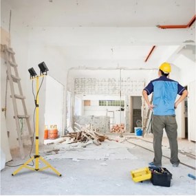 LED Reflektor állvánnyal TIGRA 2xLED/50W/230V 4000K IP54 fekete/sárga