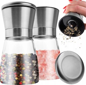 Kézi bors- és sódaráló üveg 0,17 g színtelen, szürke állvány