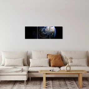 Föld és a Hold képe (órával) (90x30 cm)