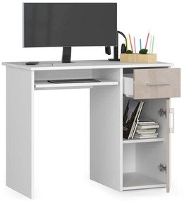 PC asztal Padma (fehér + fényes cappucino). Akció -15%. 1068910