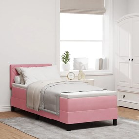 vidaXL Boxspring Ágy Mattal és LED Világítással Rózsaszín 80x200 cm Bársonyos