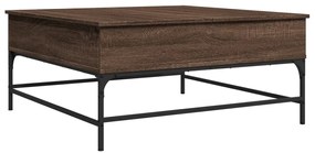 Barna tölgyszínű szerelt fa és fém dohányzóasztal 95x95x45 cm