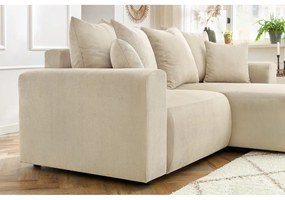 Krémszínű bársony sarokkanapé Enjoy – Bobochic Paris