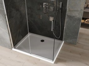 Mexen Omega 100 x 90 cm tolóajtós zuhanykabin, grafit, króm + Flat zuhanytálca, fehér - 825-100-090-01-40-4010