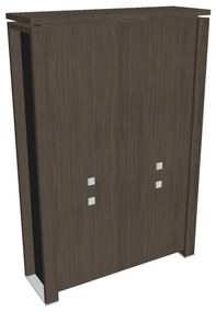Verno+ S magas szekrény 140 x 46 x 210 cm, osztva, antracit tölgy / fekete