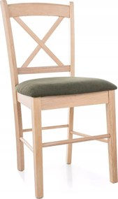 Étkezőszék CD-56 tömör tölgyfából, natúr/zöld
