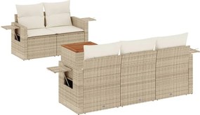 vidaXL 6 részes bézs polyrattan kerti ülőgarnitúra párnával