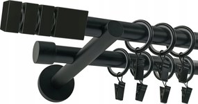 Dupla Függönykarnis Fém 19+19mm Fekete 120cm Nordic