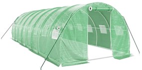zöld acélvázas melegház 24 m² 8 x 3 x 2 m