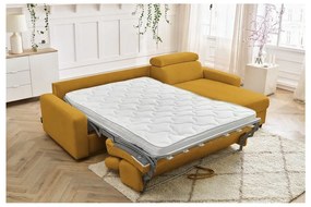 Mustársárga kinyitható sarokkanapé (variálható) Monaco – Bobochic Paris