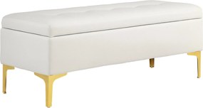HOMCOM Tárolópad, V upholstered pad plüss megjelenéssel, Fém lábakkal, Ágy lábnál elhelyezhető pad a nappaliba, hálószobába, előszobába, 120 x 44 x 44