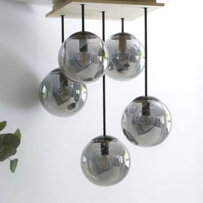 JUST LIGHT. 11395-79 - Csillár rúdon WIDOW 5xE14/25W/230V tölgy