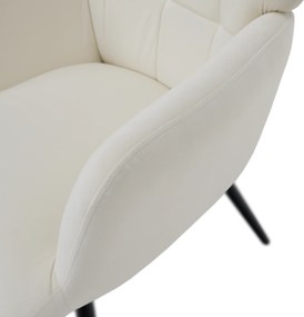 Fotel lábtartóval, fehér Velvet szövet/fekete, HABEN