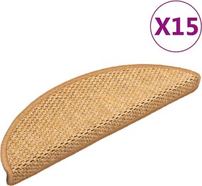 vidaXL 15 db szizálhatású szizálszínű öntapadó lépcsőszőnyeg 56x17x3cm