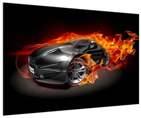 Lángoló autó képe (90x60 cm)