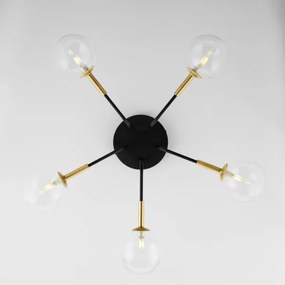 Jupiter 2040 - Felületre szerelhető csillár BURANO 5xG9/10W/230V fekete/arany/átlátszó