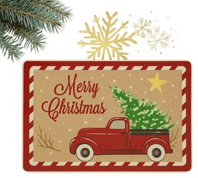 Karácsonyi lábtörlő HOLIDAY RIDE 60x90 cm, piros