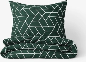 Goldea pamut ágyneműhuzat - mozaik minta, sötétzöld alapon 240 x 220 és 2db 70 x 90 cm