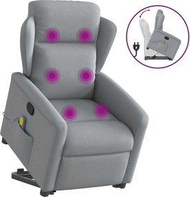 vidaXL világosszürke szövet felállást segítő dönthető masszázsfotel