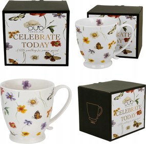 Bögre Royal Margaret 510ml porcelán virágok pillangók ajándék elegáns doboz