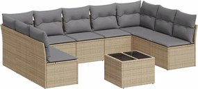 vidaXL 10 részes bézs polyrattan kerti ülőgarnitúra párnával