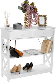 Konzolasztal, fehér, LOMIR