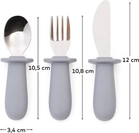 Kék műanyag-szilikon gyerek evőeszköz 3 db-os Lili – Kave Home