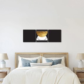 Kép - Absztrakció arany és fekete N⁰2 (órával) (90x30 cm)