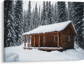 Kép - Hóval borított kunyhó (70x50 cm)