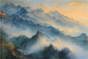 Kép - Festett hegyi táj (90x60 cm)