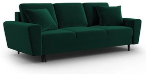 Zöld bársony kinyitható tárolóhelyes kanapé 235 cm Kyoto – Cosmopolitan Design