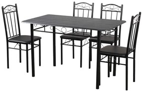 FUR-102-17B étkezőasztal szett 4 db kárpitozott szék fekete