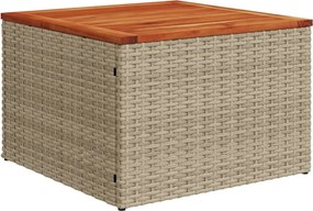 vidaXL bézs polyrattan és akácfa kerti asztal 55 x 55 x 37 cm