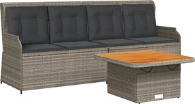 vidaXL 3 részes szürke polyrattan kerti ülőgarnitúra párnákkal