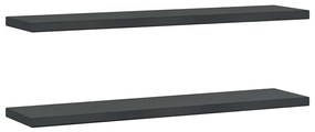 2 db fekete rozsdamentes acél fali polc 100 x 23,5 x 3 cm