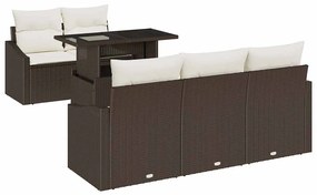 vidaXL Kerti Kanapé Szett párnával tárolóval 6 pcs Barna polirattan