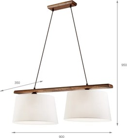 AIDA kábeles csillár 2xE27/60W/230V Ø35 cm tölgy/dió