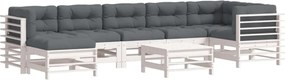 vidaXL 8 részes fehér tömör fa kerti ülőgarnitúra párnával