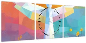 Kép - Virágok őrzője (órával) (90x30 cm)