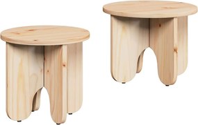 vidaXL Dohányzóasztal 2 pcs Természetes Tömör fenyőfa