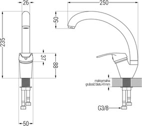Mexen ROSA - Magas csap / mosogató, fekete, 670800-70