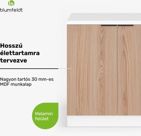 Blumfeldt WoodVista mosogató alatti szekrény, Robusztus, Soft-Close zsanérok, Alumínium fogantyúk