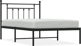 vidaXL fekete fém ágykeret fejtámlával 107 x 203 cm