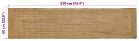 Szőnyeg Bézs 60 x 250 cm Juta