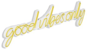 Műanyag LED-es fali dekoráció, Good Vibes Only - Sárga