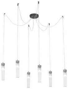 Kolarz 6009.30660 - Csillár zsinóron RAGGIO 6xE14/25W/230V pók matt króm