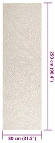 ZIZUR krém juta hatású beltéri és kültéri szőnyeg 80x250 cm