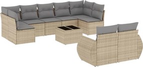 vidaXL 10 részes bézs polyrattan kerti ülőgarnitúra párnával