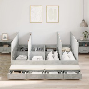 Ágykeret tárolóval Beton Szürke 236.5 x 180 x 31.5 cm Faanyag