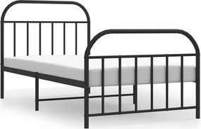 vidaXL fekete fém ágykeret fej- és lábtámlával 100 x 200 cm
